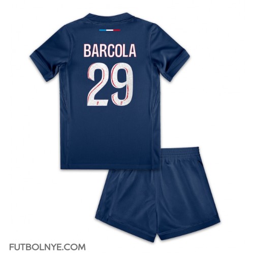 Camiseta Paris Saint-Germain Bradley Barcola #29 Primera Equipación para niños 2024-25 manga corta (+ pantalones cortos)